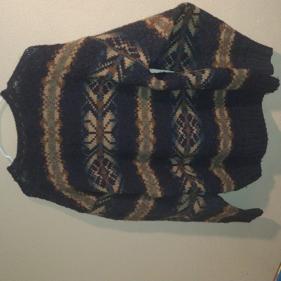 Structure Wool Silk Alpaca Argyle Fair Isle Eclectic Grandpa Vintage Sweater S - Picture 5 of 5